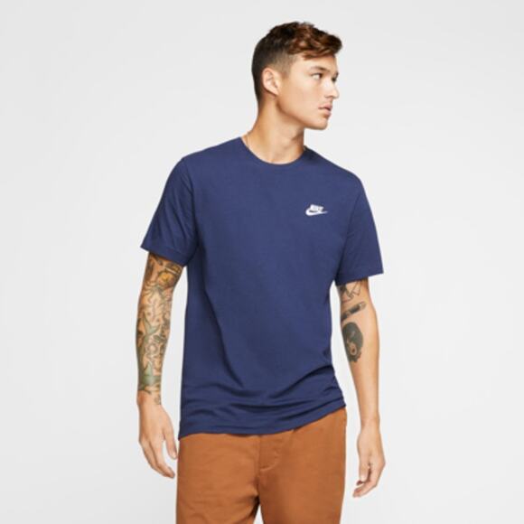 Nike Dark Navy Blue Short Sleeve Dri Fit Crew Neck The Nike Tee Men's Size Small - Picture 1 of 8
